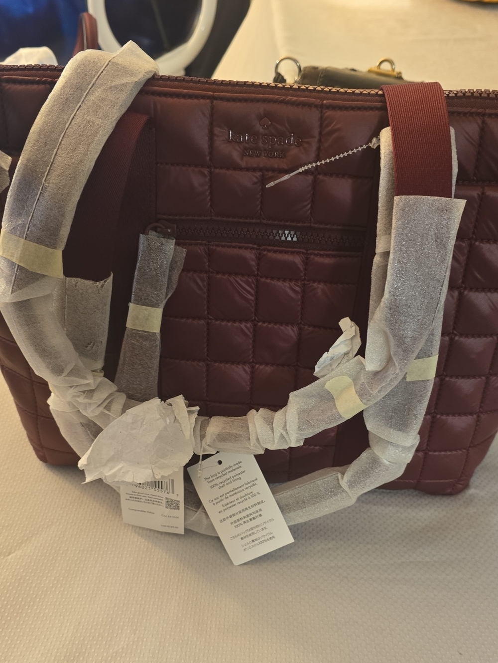 kate spade Quilted Tote in Burgundy Red Nwt